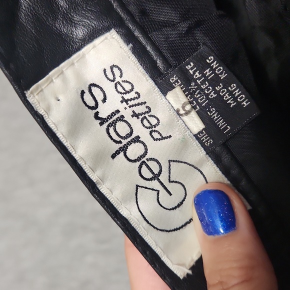 Vintage Cedars Petites High Rise Black Leather Pleated Trousers Tapered Pants - Picture 10 of 15